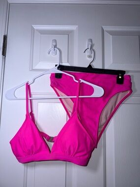Amazon Hot Pink Bikini Top and Mid-Rise Bottom Set